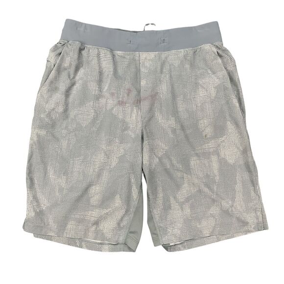 Lululemon Shorts Mens M Medium Gray Printed THE Linerless 9" Gym Train Workout - Picture 1 of 13